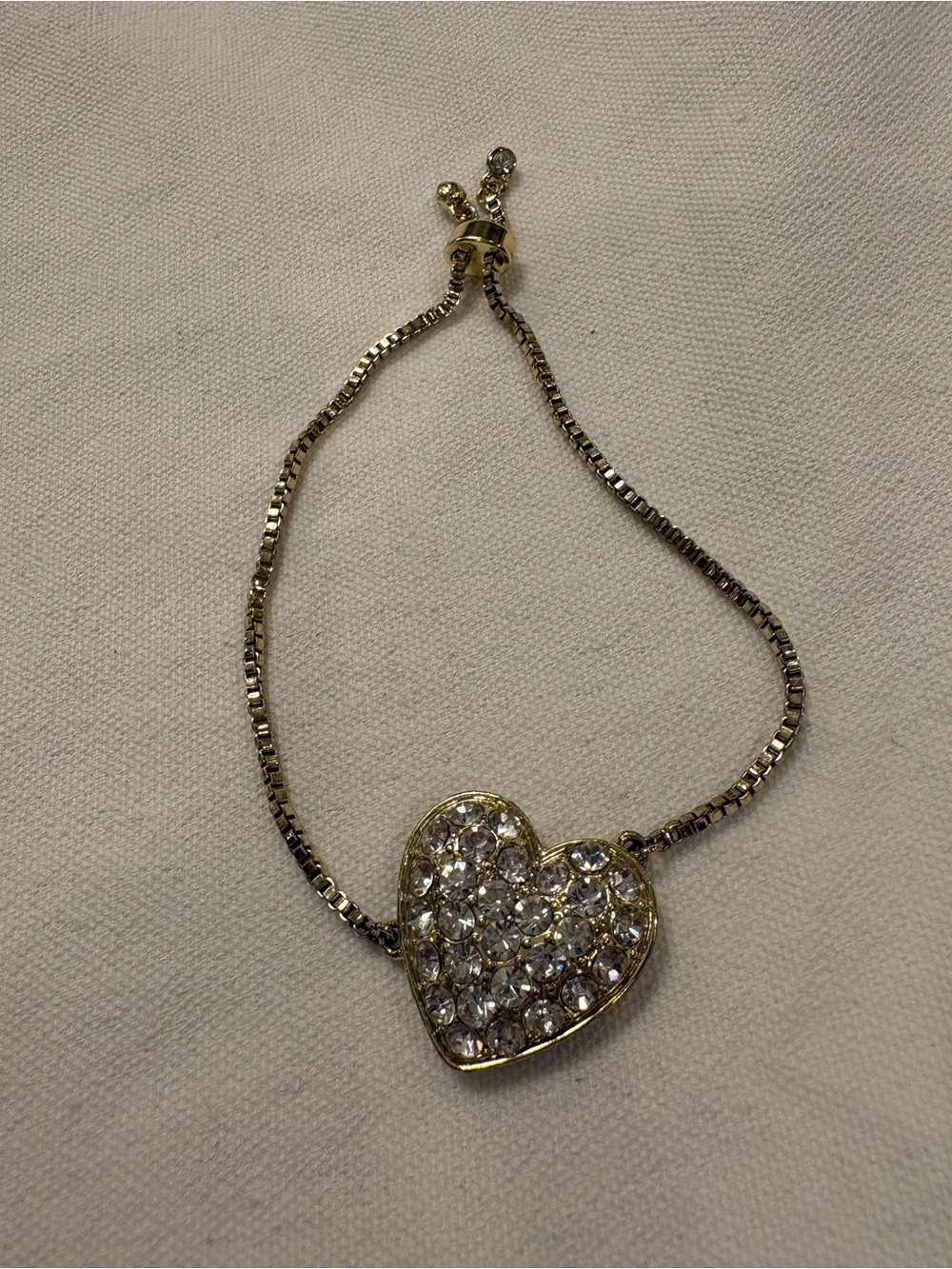 Gold Heart Crystal Slider Bracelet - Women Jewelry
